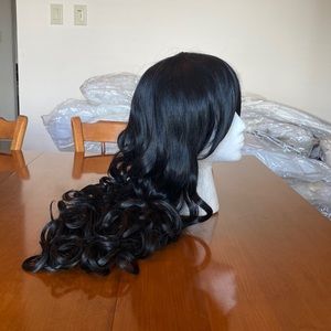 Long black curly wig Cosplay Halloween dancer thick anime